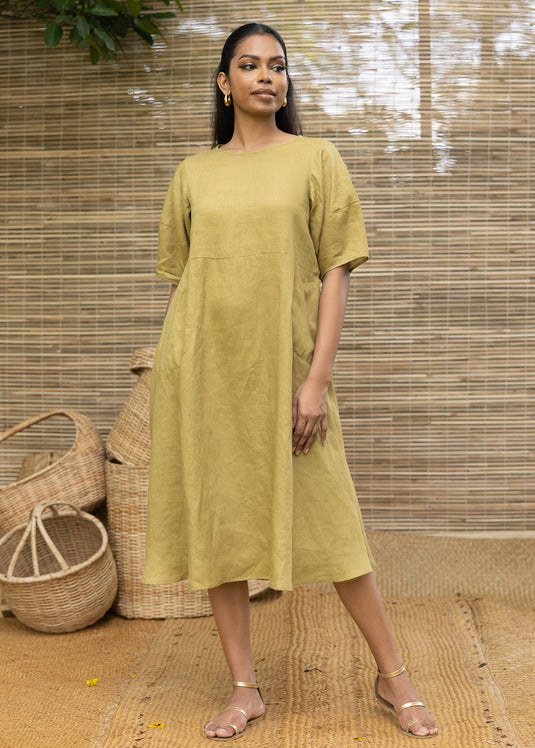 Linen Oversized Dress With Side Pockets