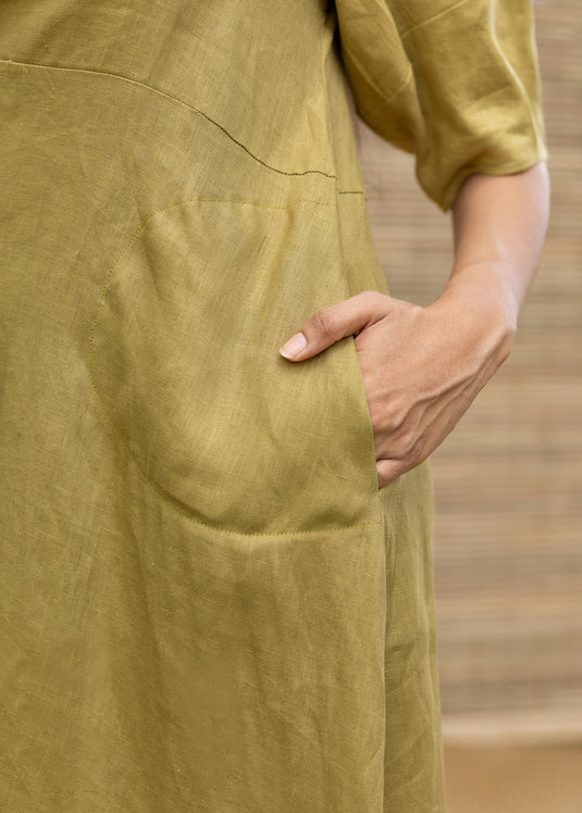 Linen Oversized Dress With Side Pockets