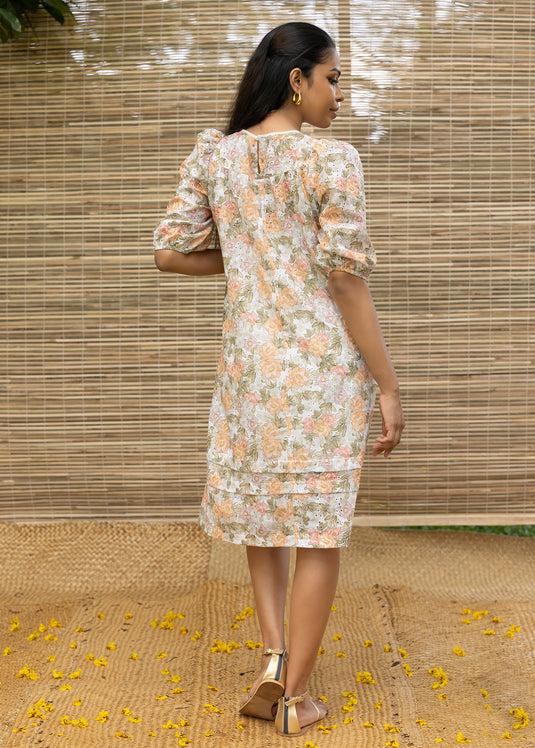 Printed Cotton Dress With Hand Embroidery