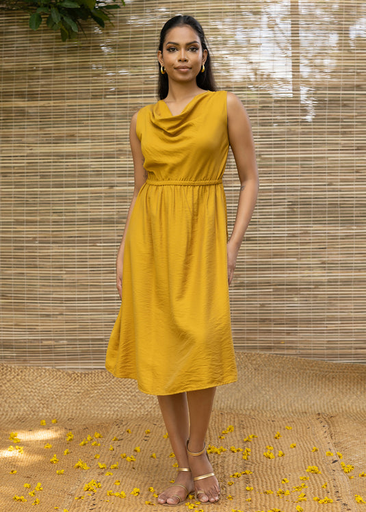 Sleeveless Cowl Neck Dress