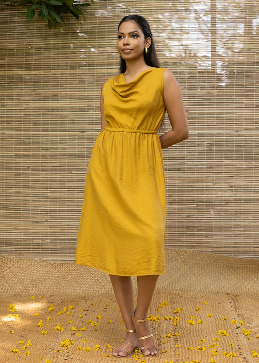 Sleeveless Cowl Neck Dress