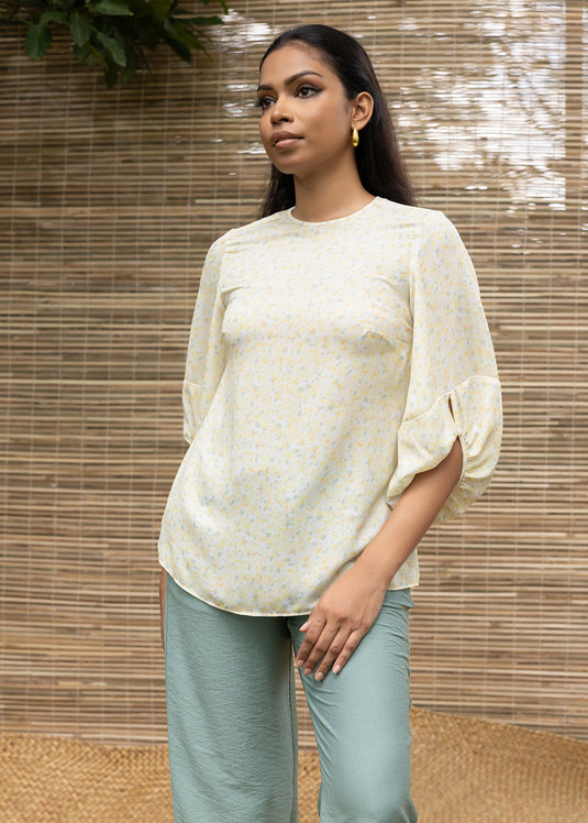 Printed Blouse With Sleeve Detail