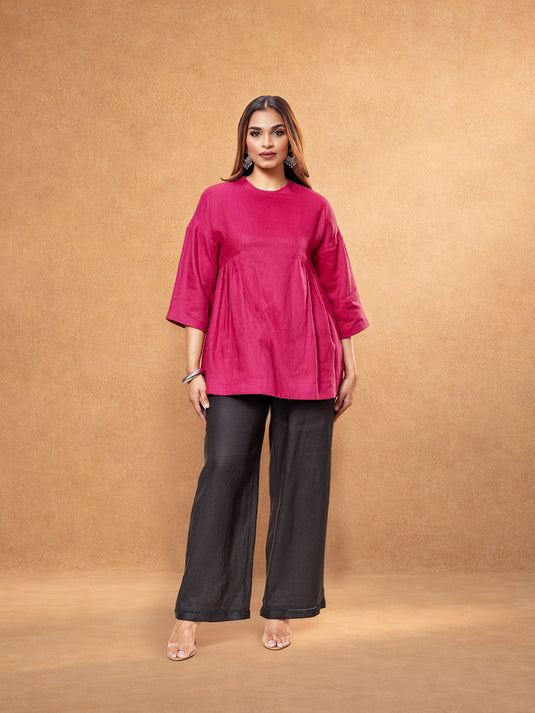 Round Neck Linen Blouse