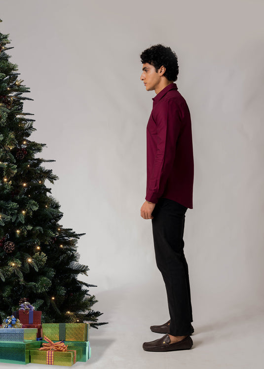 Deep Purple Party Wear L/S Shirt