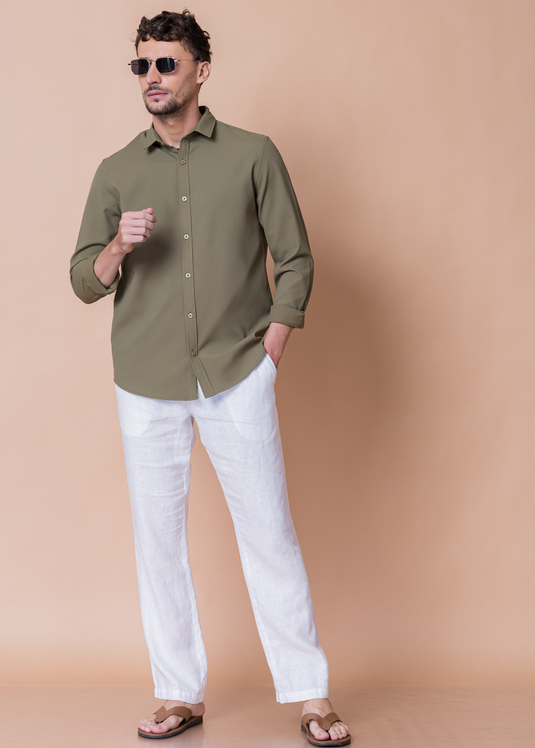 Slim Fit Waffle Long Sleeve Shirt