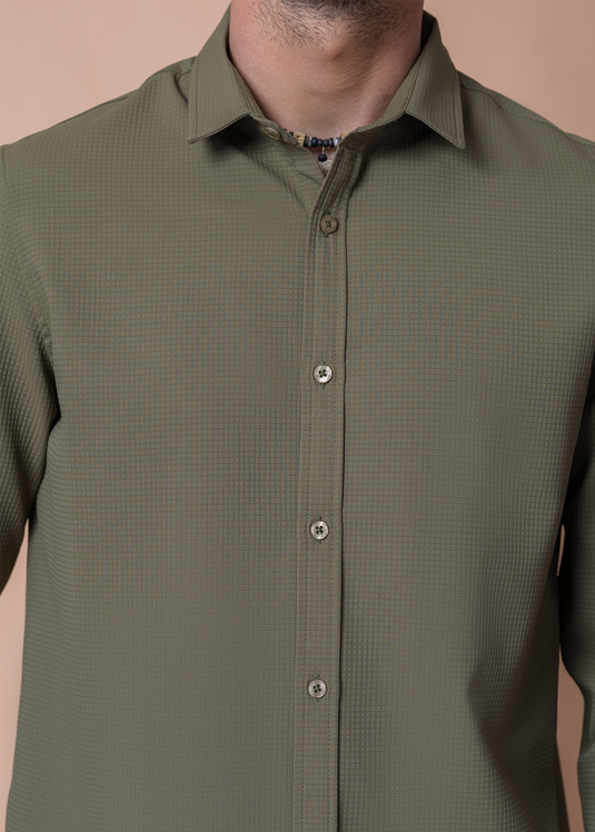 Slim Fit Waffle Long Sleeve Shirt