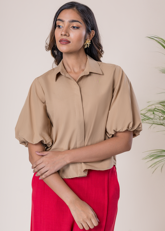 Puff Sleeve Button Down Blouse