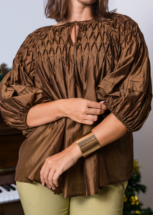 Oversized Blouse With Hand Smocking Detail