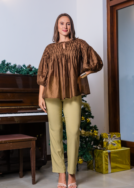 Oversized Blouse With Hand Smocking Detail