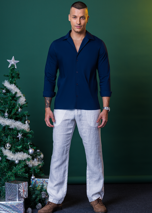 Cuban Collar Party Wear L/S Shirt