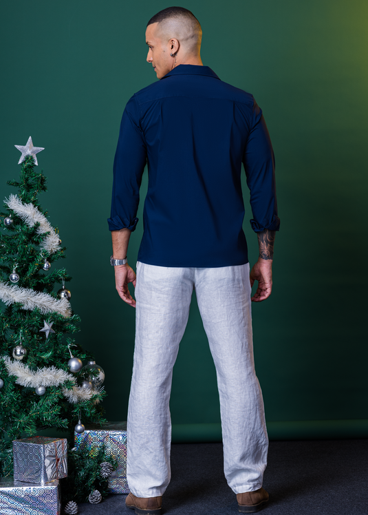 Cuban Collar Party Wear L/S Shirt