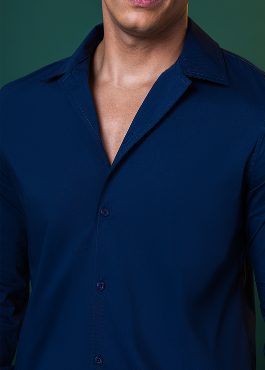 Cuban Collar Party Wear L/S Shirt