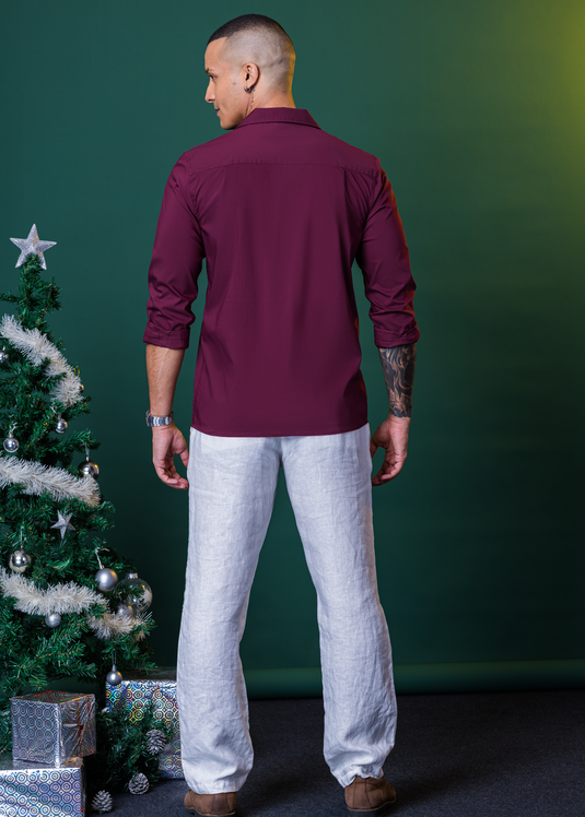 Cuban Collar Party Wear L/S Shirt