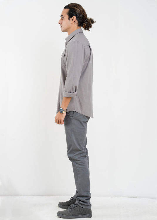 Casual Wear Detailed Double PKT L/S Shirt