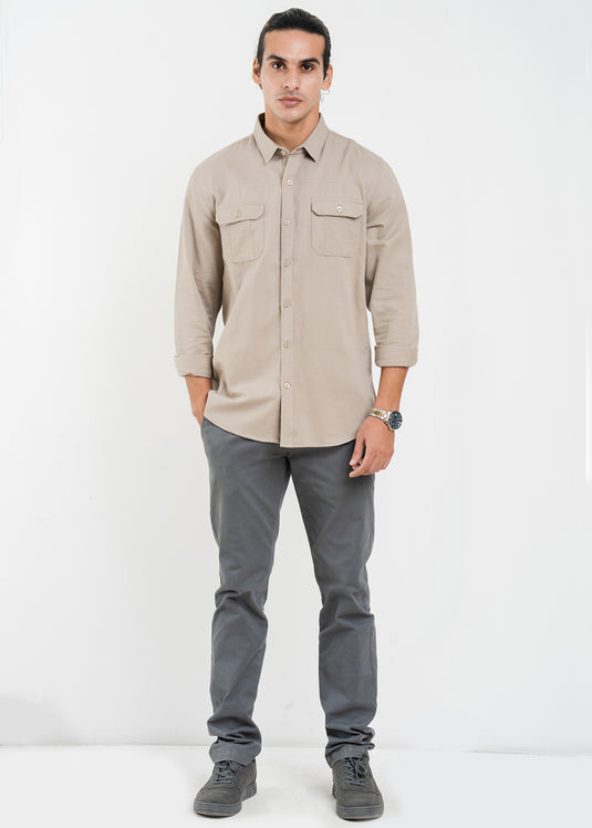 Casual Wear Detailed Double PKT L/S Shirt