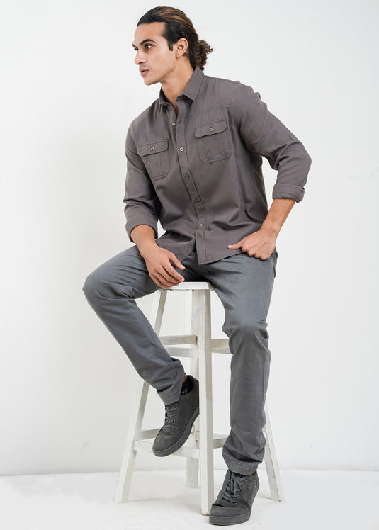 Casual Wear Detailed Double PKT L/S Shirt