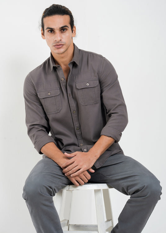 Casual Wear Detailed Double PKT L/S Shirt