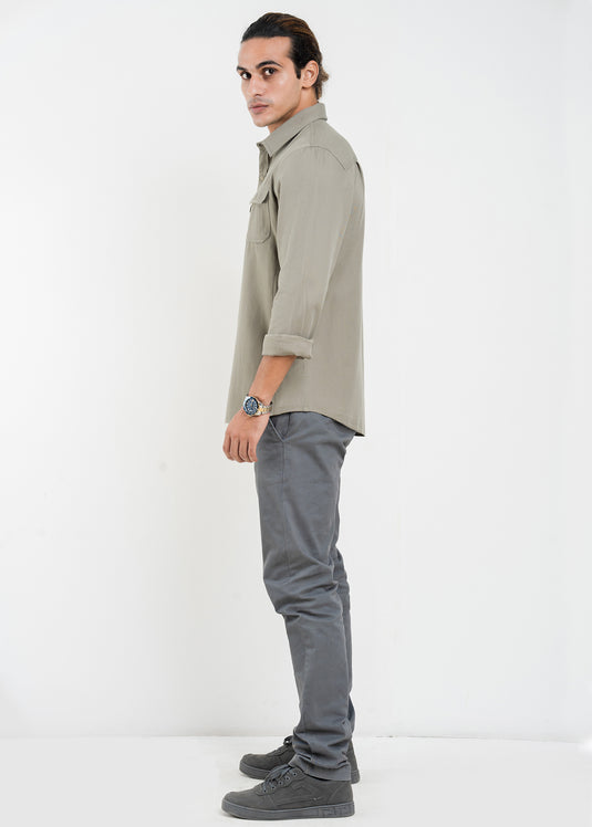 Casual Wear Detailed Double PKT L/S Shirt