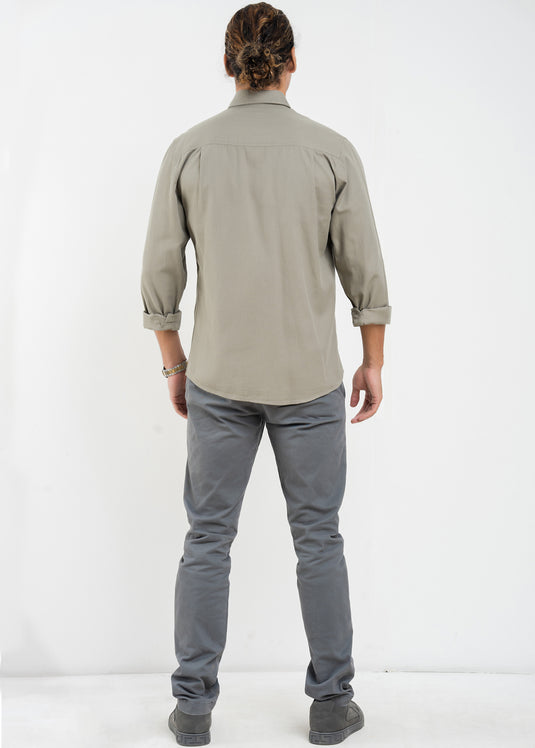 Casual Wear Detailed Double PKT L/S Shirt