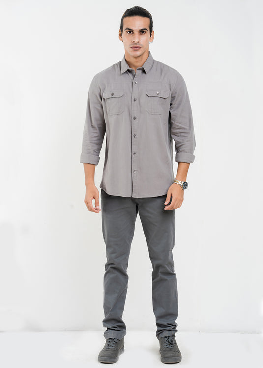 Casual Wear Detailed Double PKT L/S Shirt