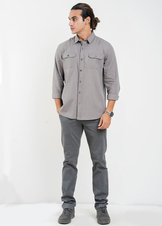 Casual Wear Detailed Double PKT L/S Shirt