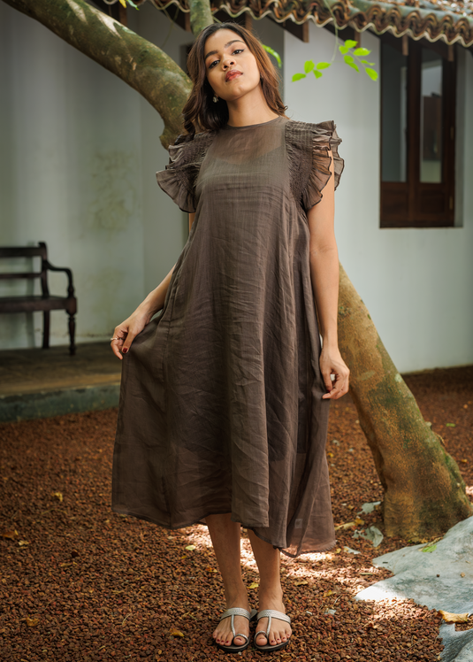 Smoking Detailed Sleeveless Ramie Dress