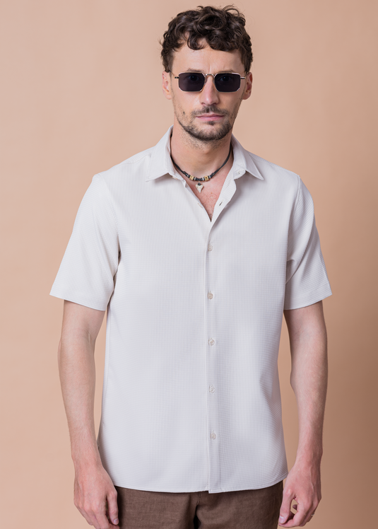 Casual Wear Waffle Short Sleeve Shirt