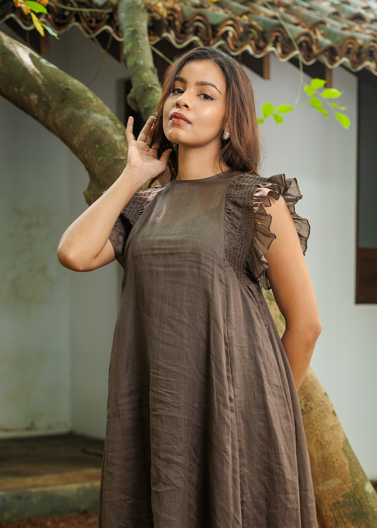 Smoking Detailed Sleeveless Ramie Dress