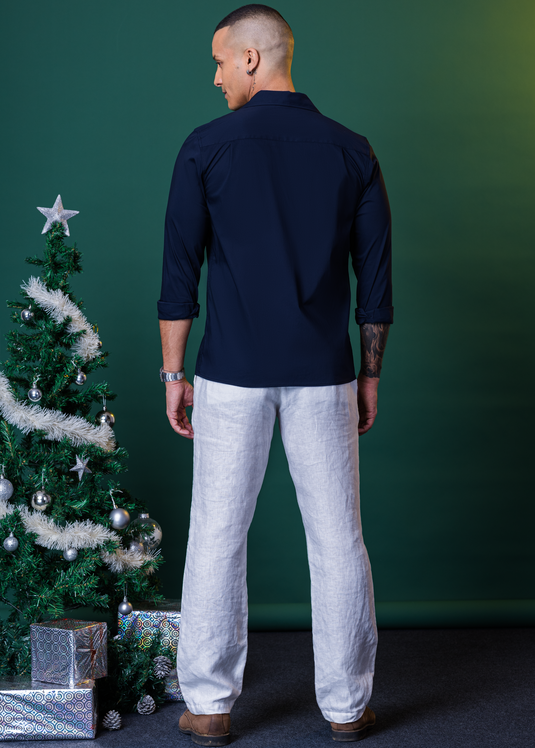 Cuban Collar Party Wear L/S Shirt