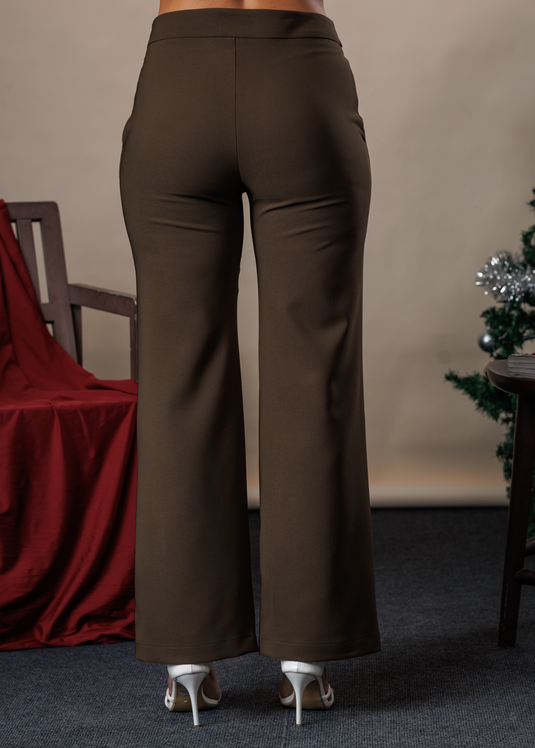 Basic wide leg pant with side zipper