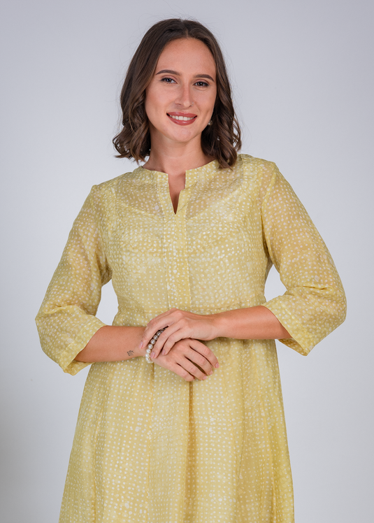 Batik Yoke Detailed Midi Dress