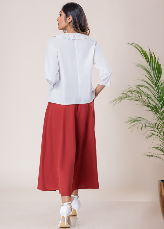 Midi Length Skirt With Panels With Pin Tucks