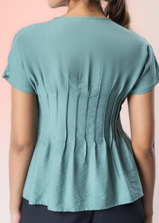 Pin Tuck And Tie Tailed Top