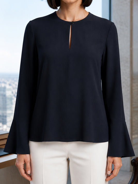 Round neck blouse with sleeve detail
