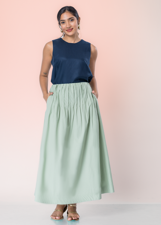 Maxi Slirt With Pin Tucks