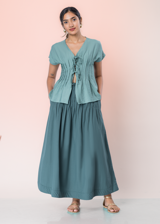 Maxi Slirt With Pin Tucks