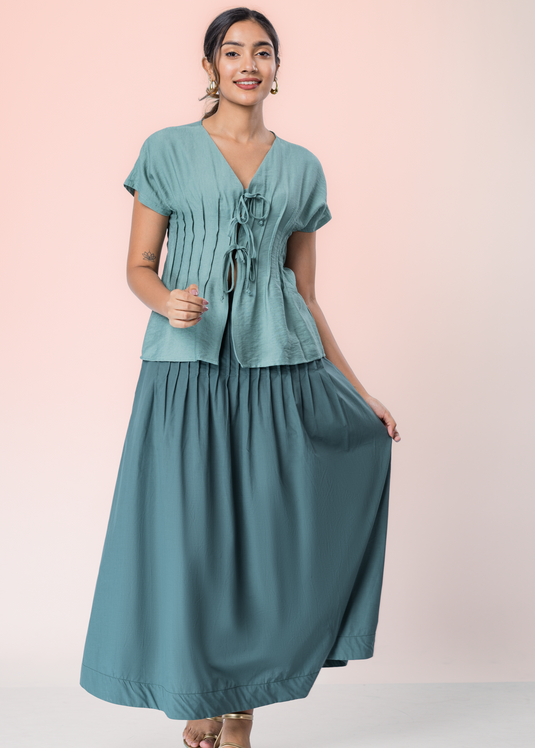 Maxi Slirt With Pin Tucks