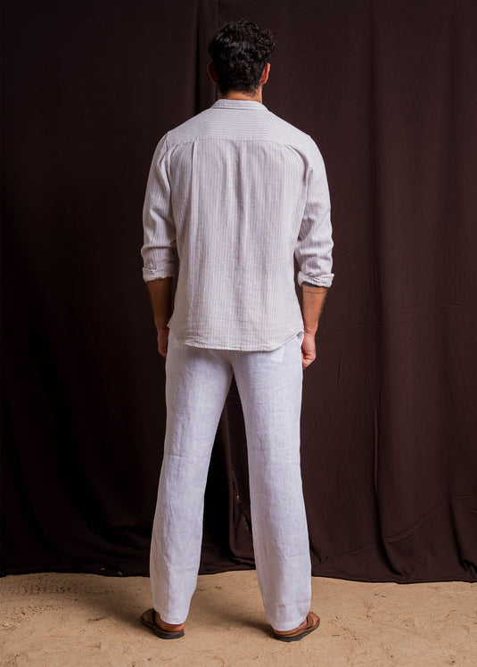 Casual Wear Stripe Linen L/S Shirt