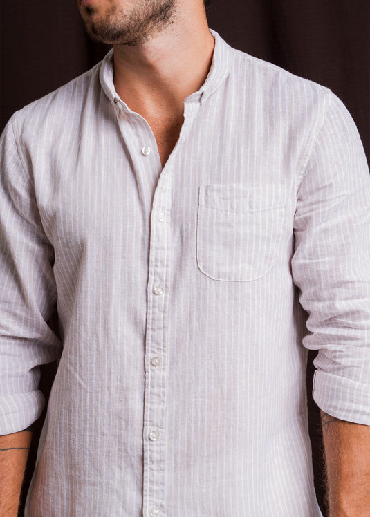 Casual Wear Stripe Linen L/S Shirt