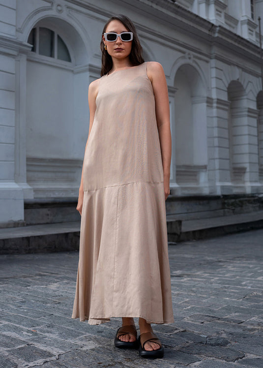 Sleeveless maxi dress with tiered panel