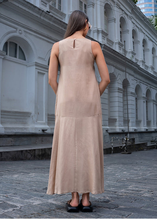 Sleeveless maxi dress with tiered panel