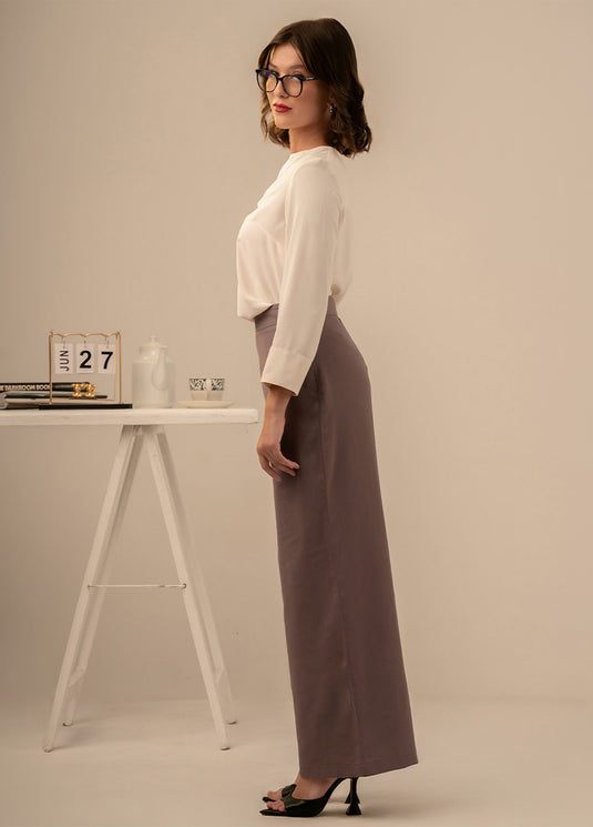 Top stitch detailed long sleeve blouse