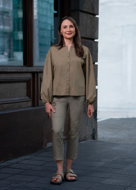 Long sleeve button down blouse