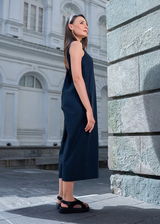 Deep back neck crop jump suit