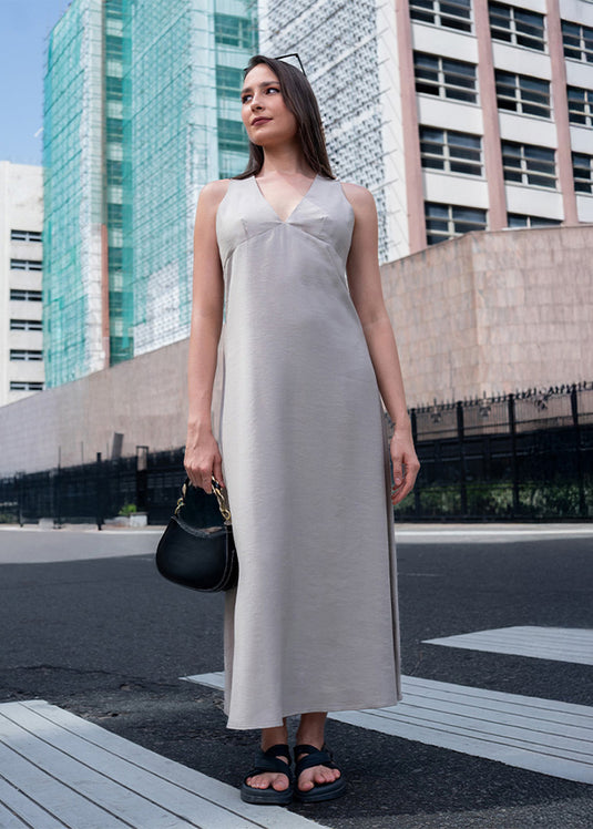 V neck bustier detail dress