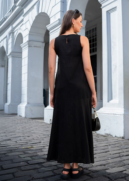 Sleeveless maxi dress with tiered panel
