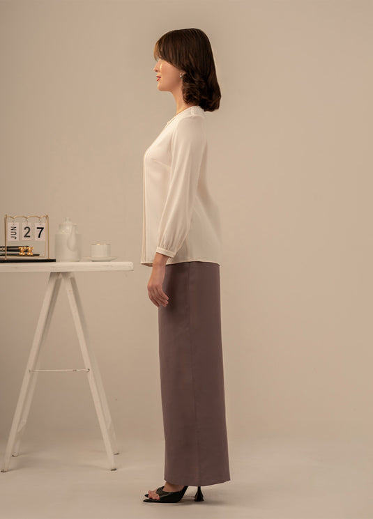 Pin tuck detailed long sleeve blouse