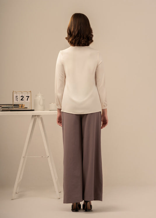 Pin tuck detailed long sleeve blouse