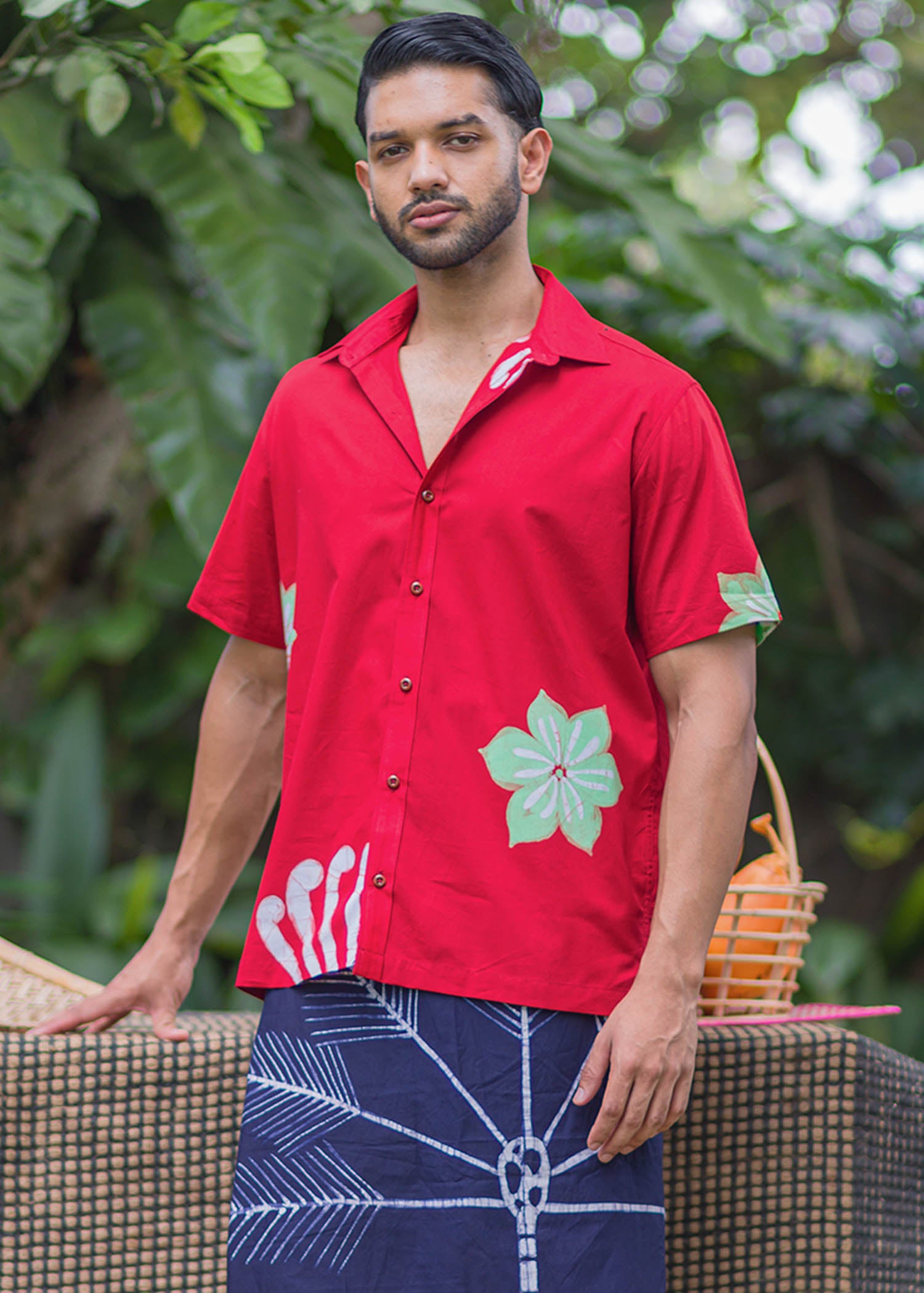 Batik Floral Red Shirt