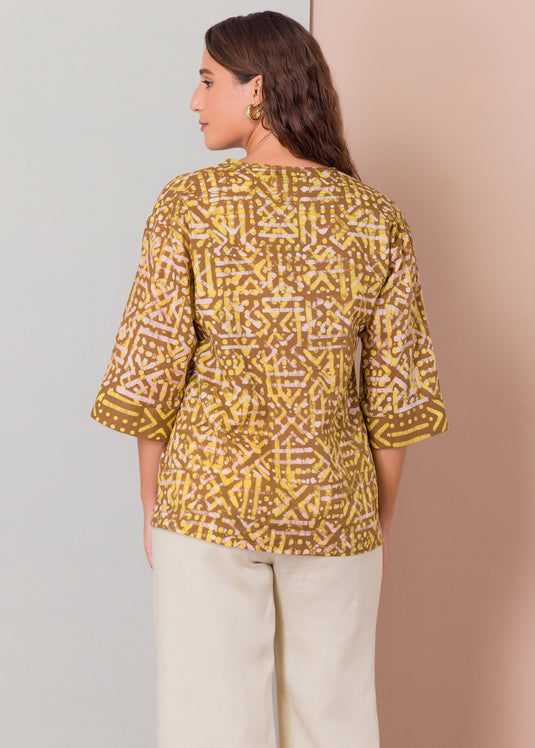 Batik V-neck top
